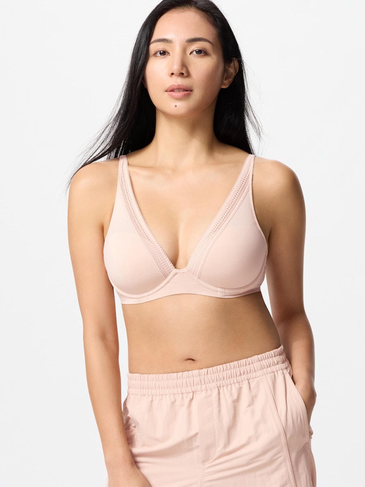 

Кружевной бюстгальтер Uniqlo, бежевый
