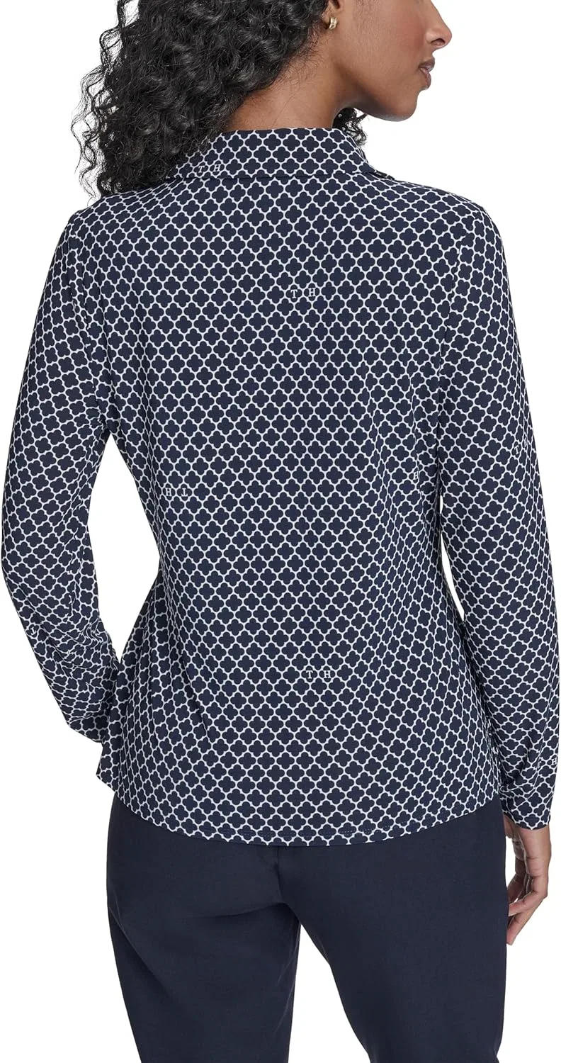 Блуза с длинным рукавом Softwork Top, Tommy Hilfiger, темно-синий/белый — фото 4