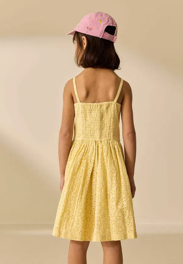 Платье Regular fit strappy broderie dress Next, лимонно-желтый — фото 2