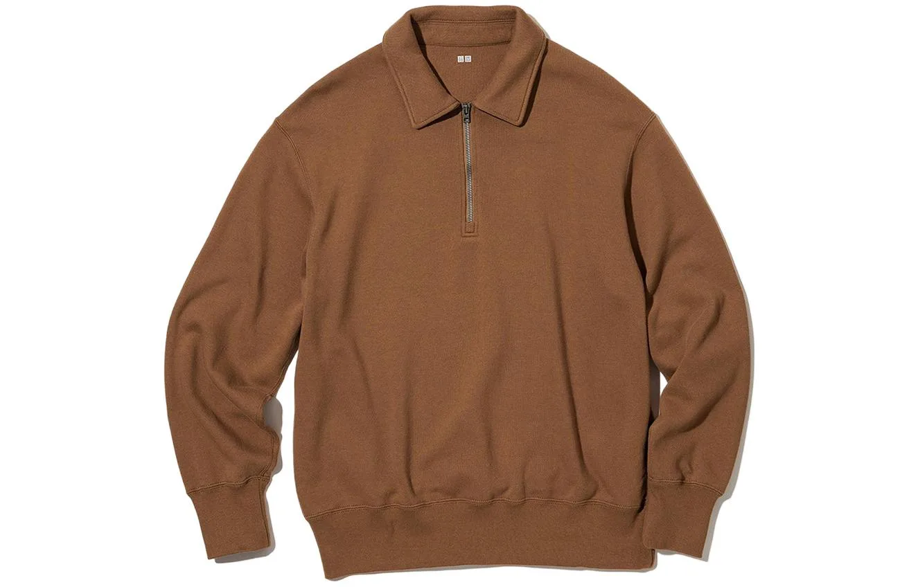 Свитшот мужской Umber Lapel Moderate Regular UNIQLO, umber — фото 3