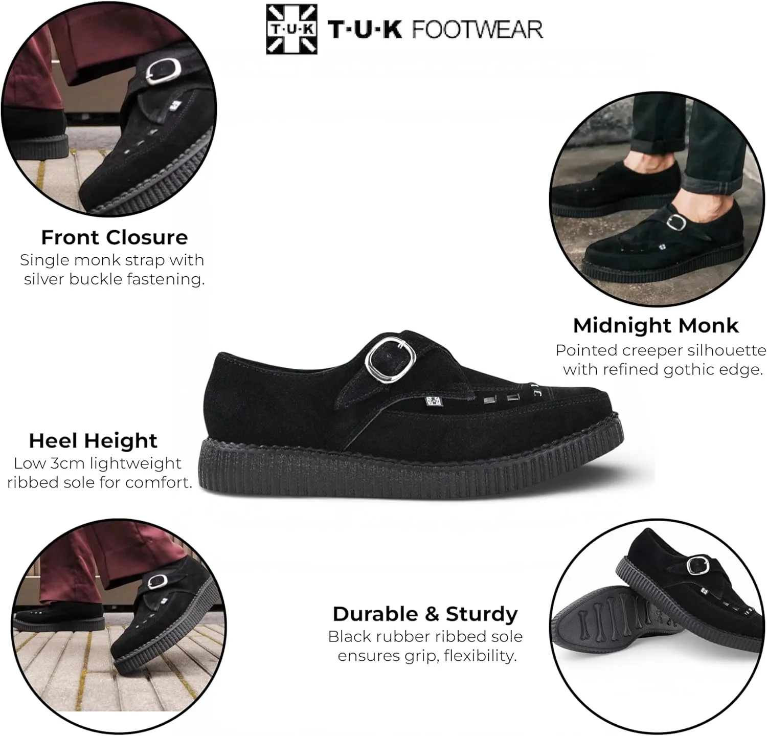Кожаные туфли Infinity Leather TUK Footwear, унисекс, с восточными носками, в готическом стиле, на платформе, черный — фото 4
