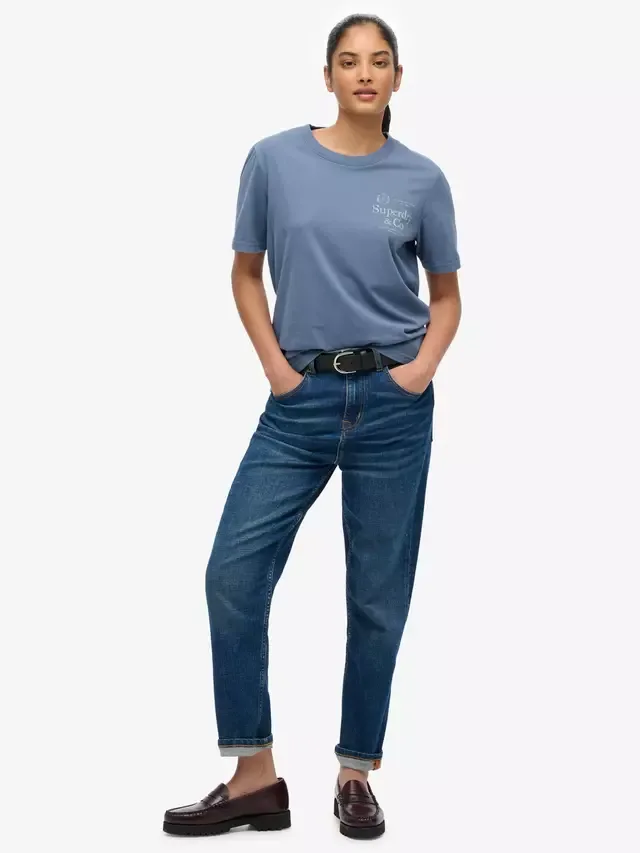 Роскошная повседневная футболка свободного кроя Superdry, Vintage Indigo — фото 3