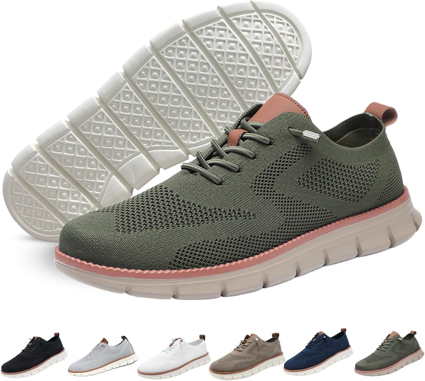 

Мужская повседневная обувь Бизнес-кэжуал Дышащие лоферы На шнуровке Легкие кроссовки для ходьбы Обувь Breeze Оксфорды Eleton, зеленый