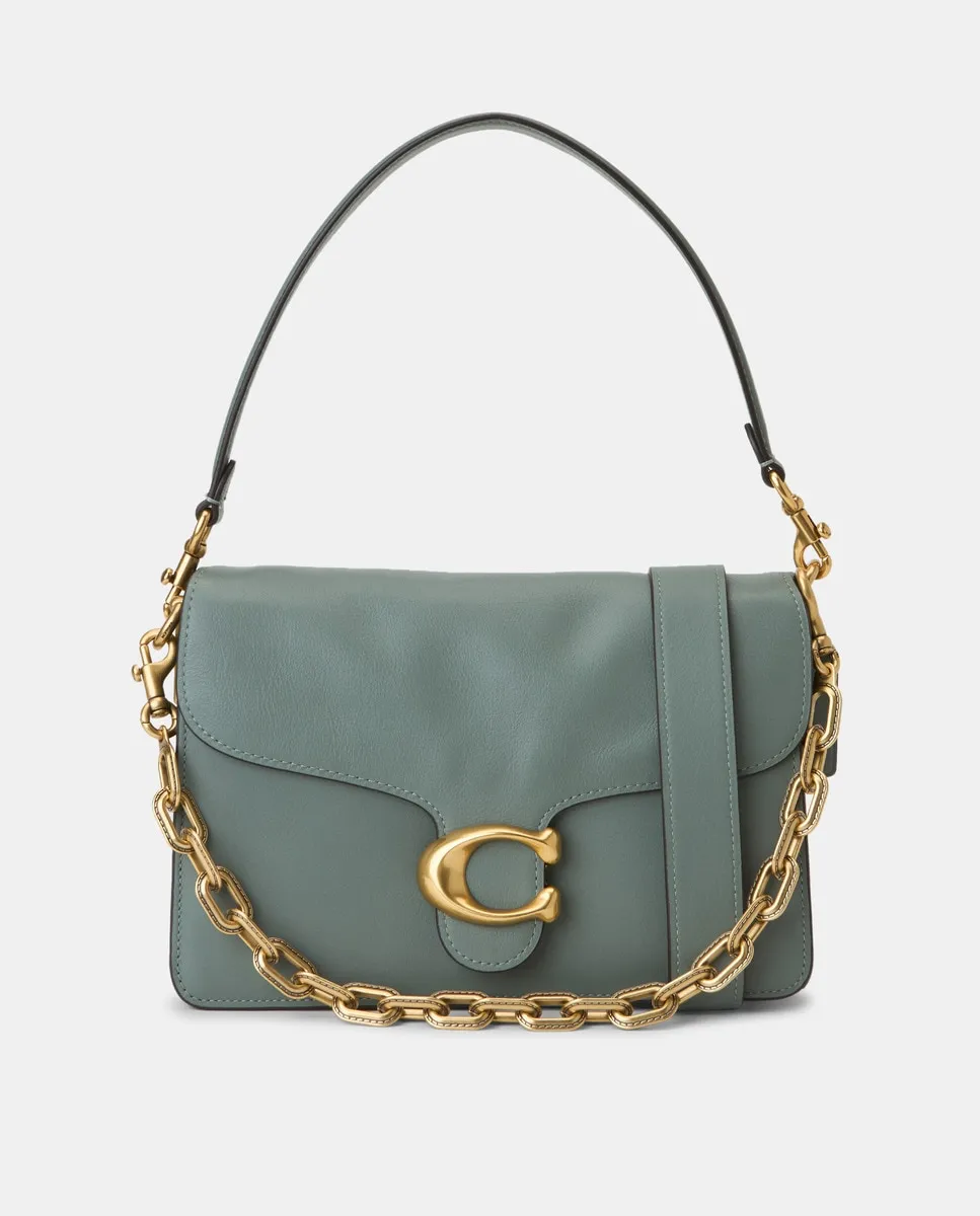 

Сумка через плечо из кожи с цепочкой и полосатым узором Coach, зеленый