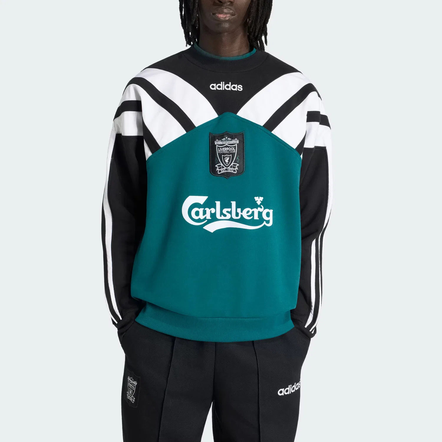 Свитшот мужской x LIVERPOOL FC SWEAT CREW 95 Adidas, Noble Green/Black — фото 4