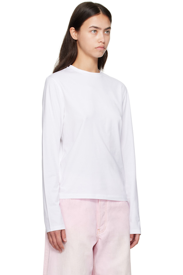 Acne Studios Белая футболка с длинными рукавами, стандартного кроя — фото 2