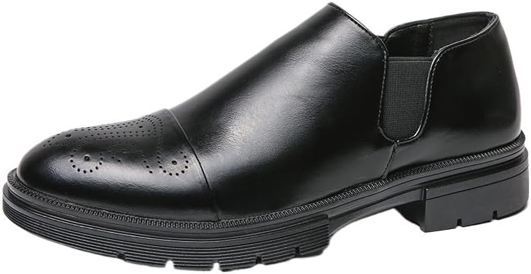 

Мужские классические оксфордские туфли, деловые кожаные оксфорды-дерби, без шнурков, для вождения, удобные, для вечеринок, свадеб Zestrelax, черный