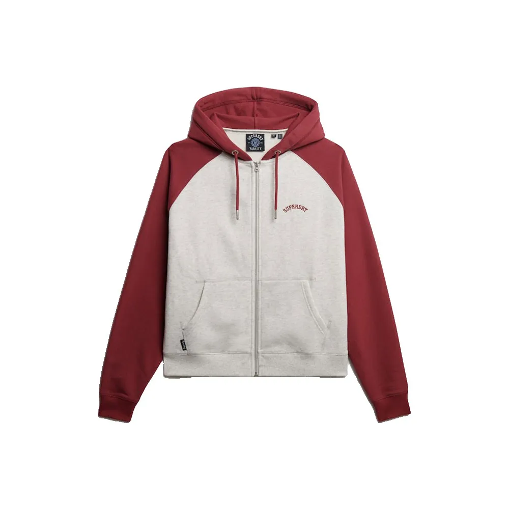 Толстовка Superdry Essential Logo Oversize на молнии по всей длине, красный — фото 2