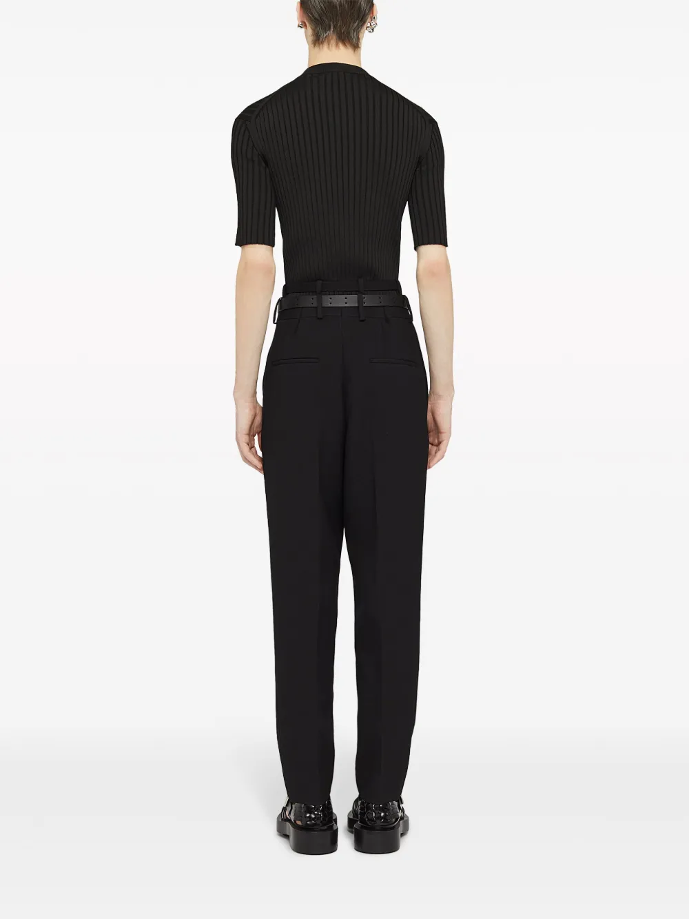 Футболка с V-образным вырезом в рубчик JIL SANDER, черный — фото 3