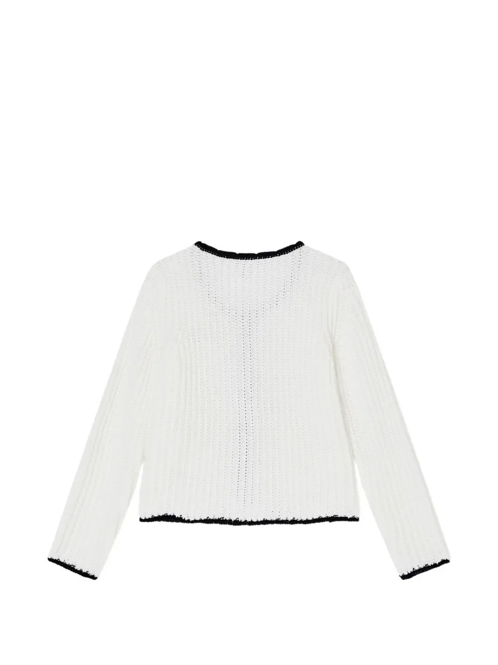 Хлопковый кардиган в рубчик с застежкой на пуговицы Emporio Armani Kids, белый — фото 2