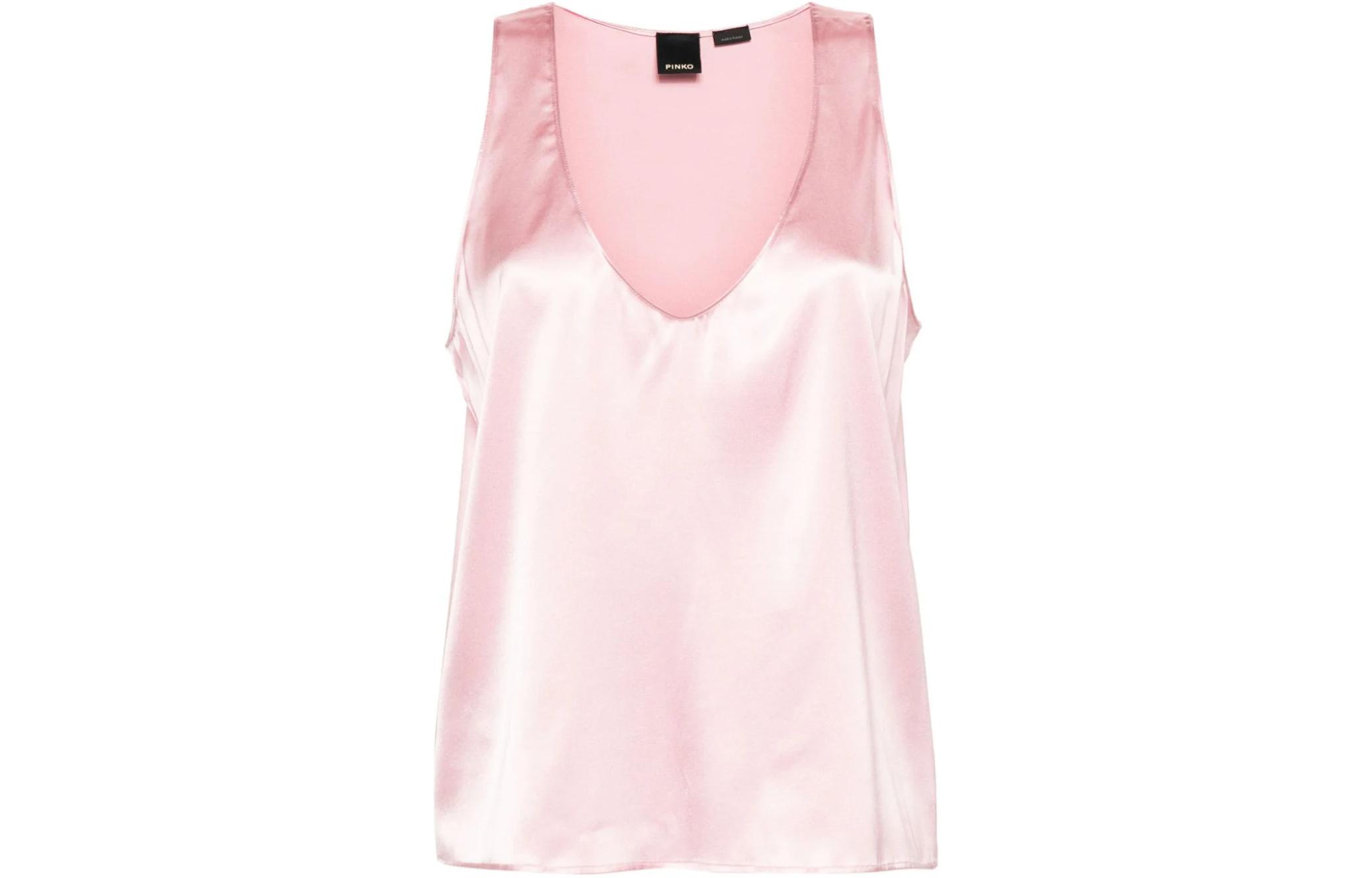 

Футболка без рукавов с атласной отделкой PINKO, светло-розовая
