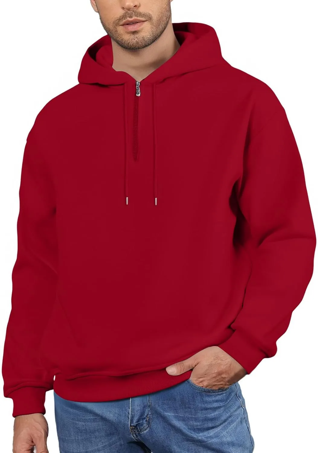 

Мужская худи с четвертью молнии и кулиской