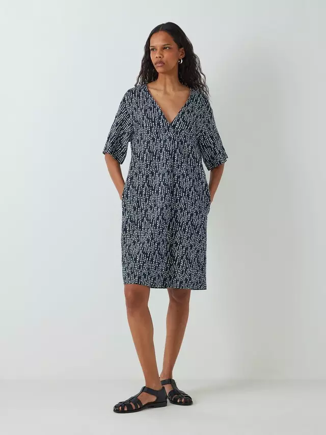 

Платье John Lewis John Lewis Linen V-Neck Tunic, цвет geo navy