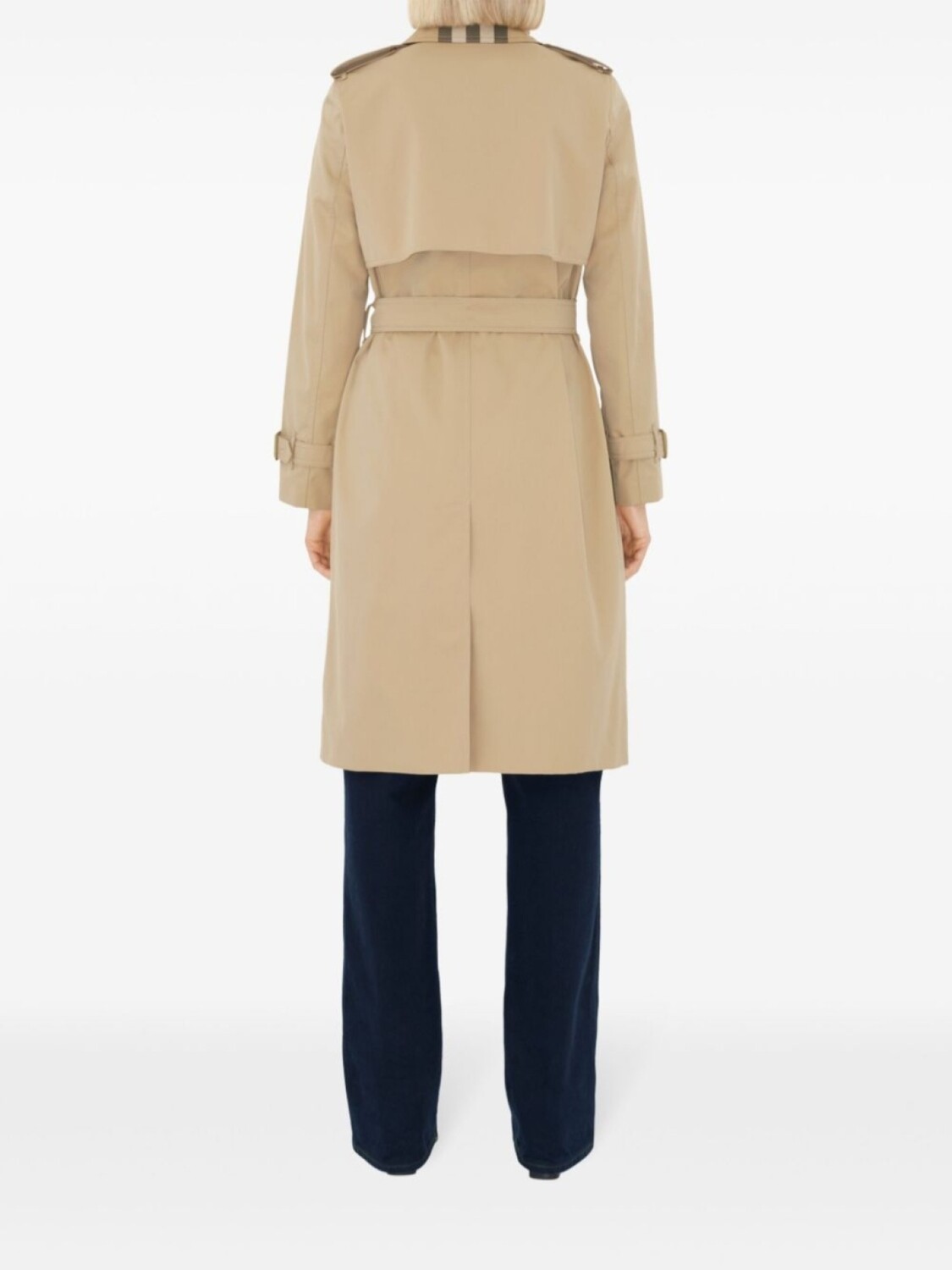 Тренч Burberry габардиновый с клетчатым воротником, нейтральный — фото 4