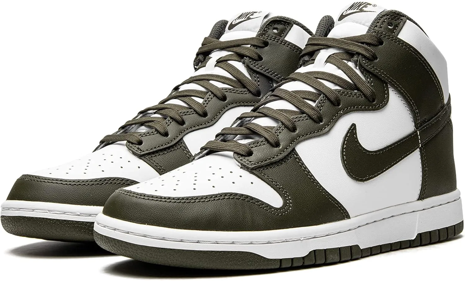 Мужские баскетбольные кроссовки Nike Dunk Hi Retro, белый/хаки — фото 2