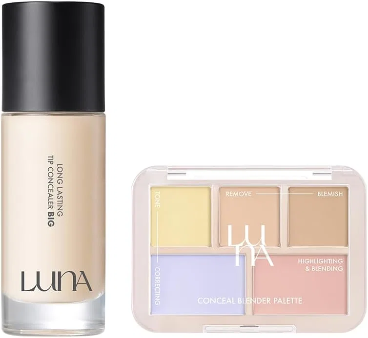 Набор для макияжа LUNA Long Lasting Conceal Palette No.2 Pure Cover + Long Lasting Big Size Chip Concealer Skin Cover No.0.7 Ivory
