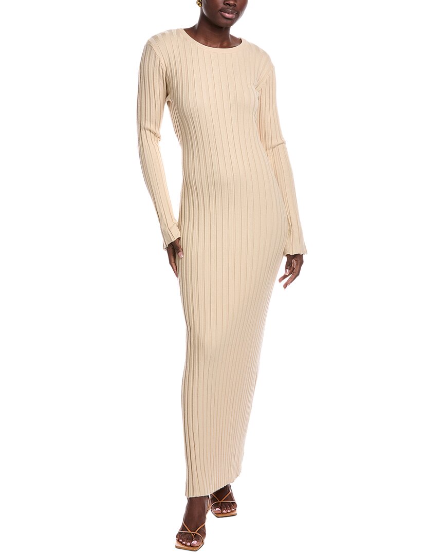 

Длинное ребристое платье-свитер JL LUXE, бежевый