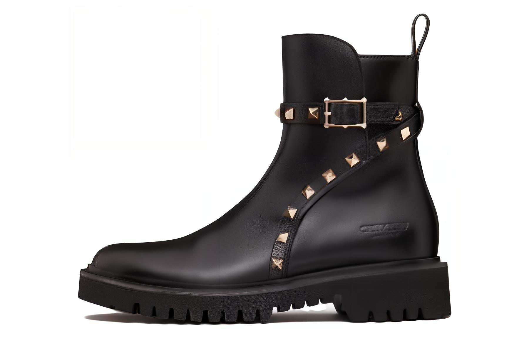 Кожаные ботильоны Garavani Rockstud 40 мм Valentino, Black