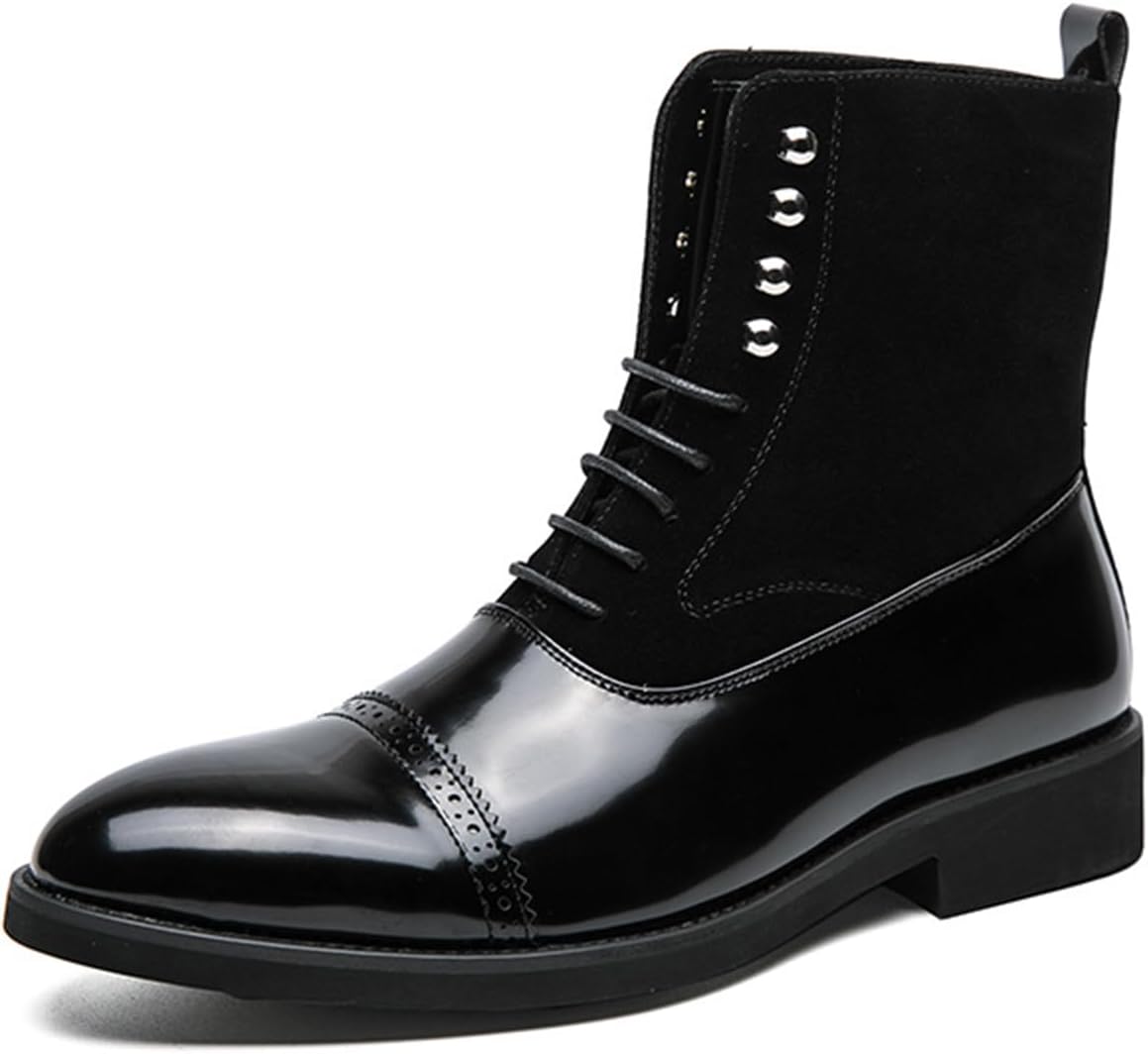 

Мужские кожаные ботинки Oxford с закрытой шнуровкой и носком, повседневные комбинированные ботинки Chukka до щиколотки, высокие формальные деловые ботинки Tokouk, черный