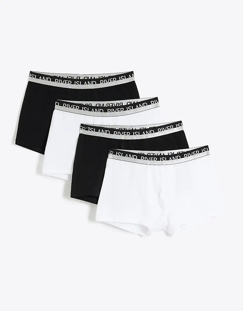 

4 пары трусов-боксеров из хлопка-стрейч белого цвета River Island