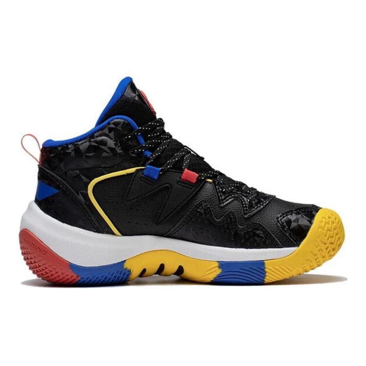 Детские баскетбольные кроссовки GS Mid-top черные/хромированные золотистые/красные Flame Red Lining Young — фото 2