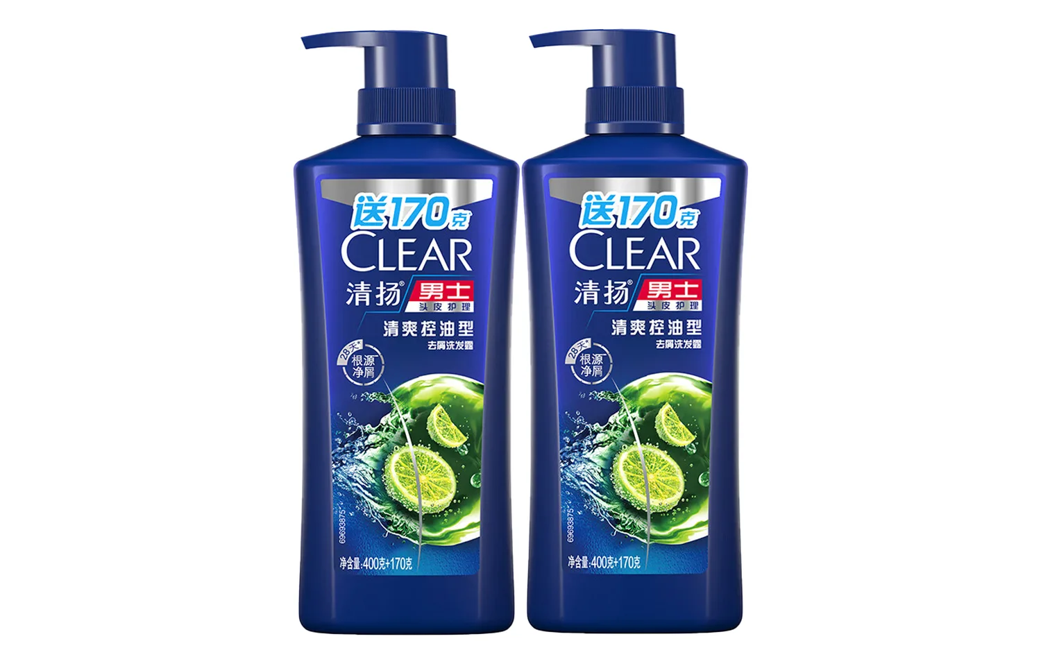 Шампунь от перхоти глубокой очистки против зуда и жирности CLEAR, 570g*2