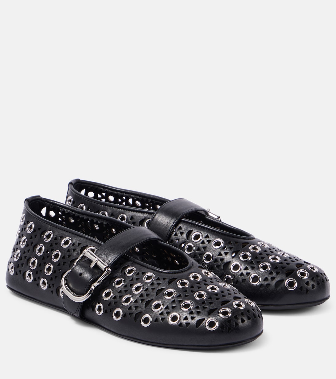 Венские балетки из кожи с декоративными элементами Alaïa, нуар