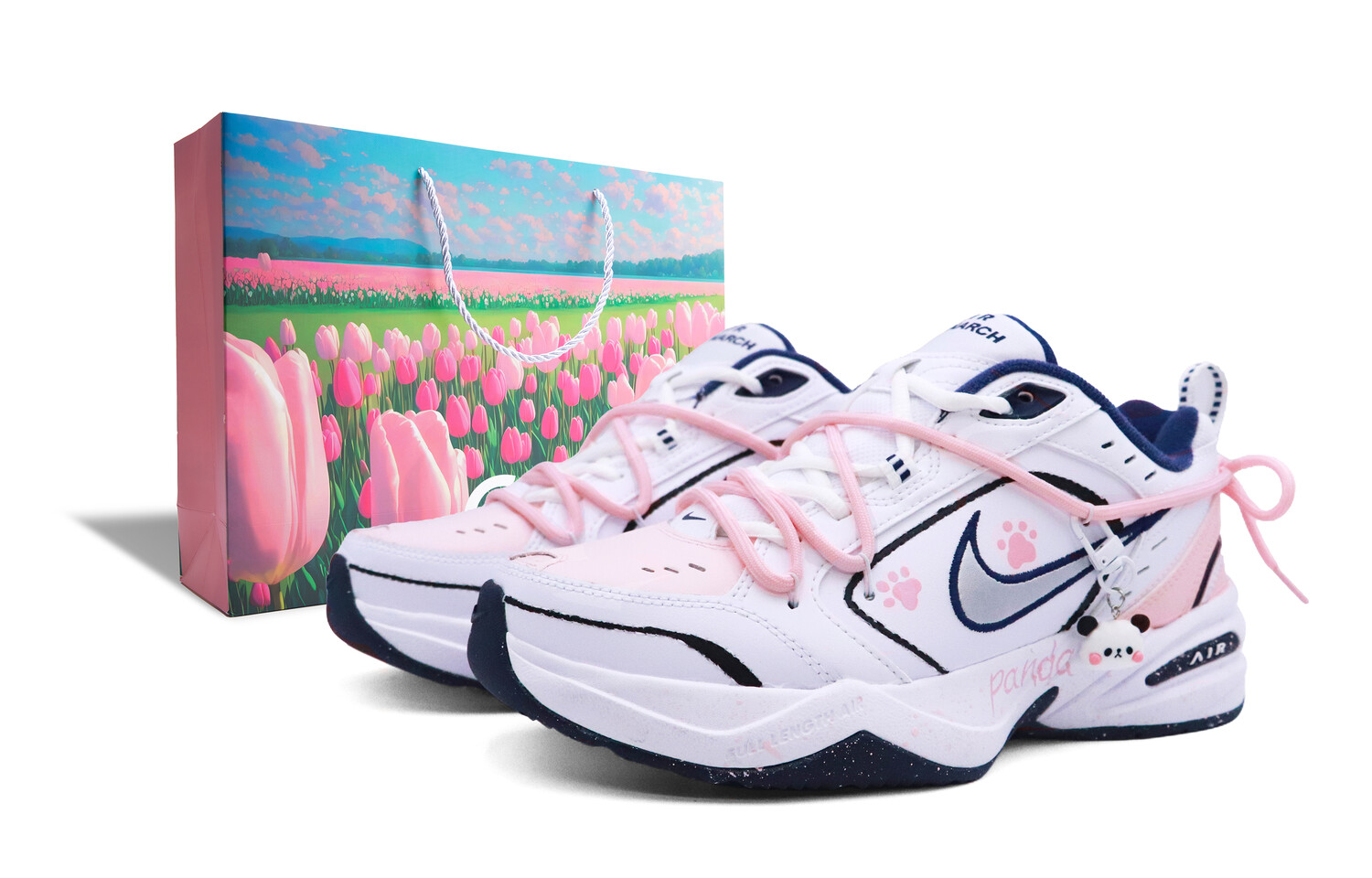 

Кроссовки Nike Air Monarch 4 Chunky Sneakers Unisex Low-top Pink, белый