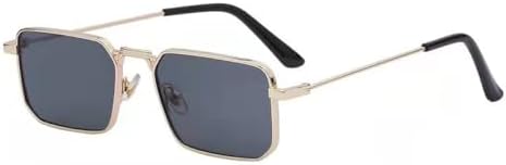 

Солнцезащитные очки прямоугольной формы 2027 года для женщин, очки в металлической оправе, винтажные квадратные солнцезащитные очки для мужчин и женщин MTZJH, Gold Gray