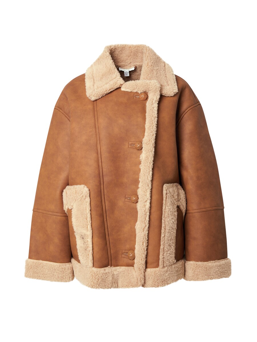 

Кожаная куртка TOPSHOP Between-Season Jacket, цвет beige/camel