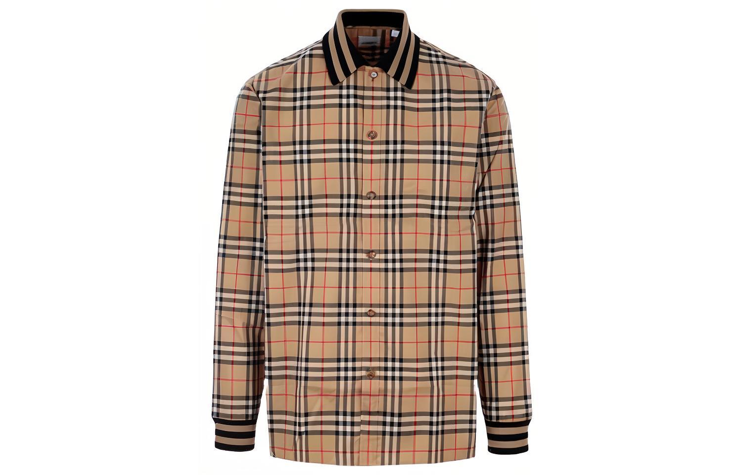 

Рубашка из хлопкового поплина в винтажную клетку SS22 Burberry, Light Umber