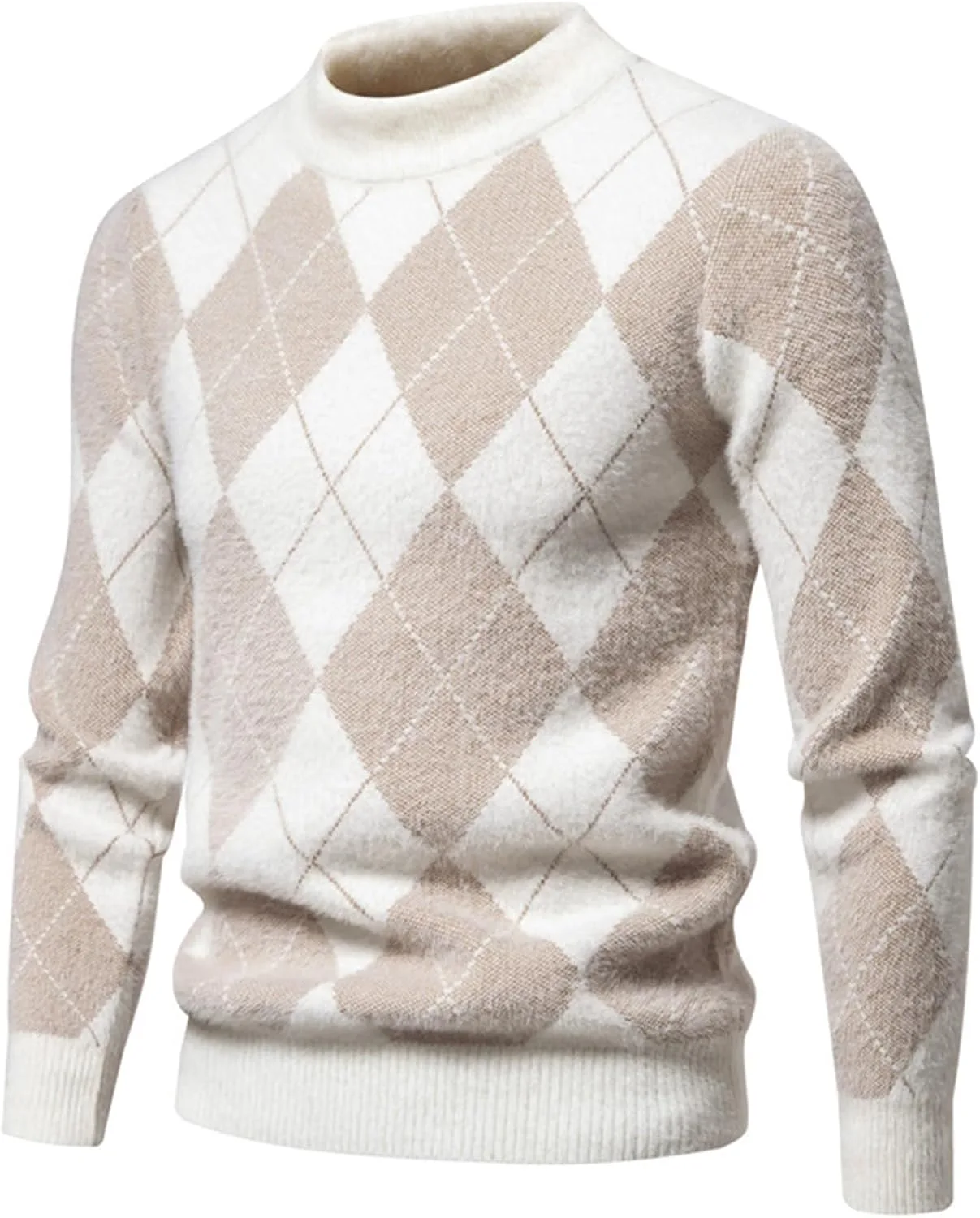 

Мужской свитер-пуловер Vintage Plaid Slim Fit с длинным рукавом AQAYL