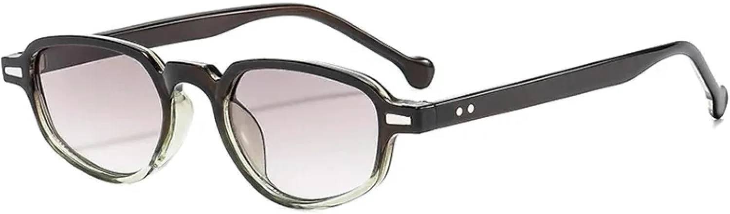 

Модные женские солнцезащитные очки в стиле ретро с прозрачными линзами, защита от УФ-излучения UV400, мужские очки с заклепками TOIPASTN, Coffee Green Gray