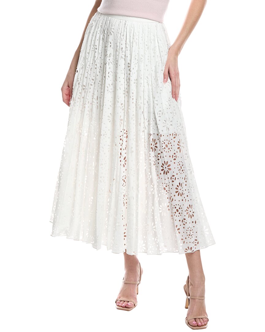 

Юбка макси Rebecca Taylor Geo Eyelet с плиссировкой, белый