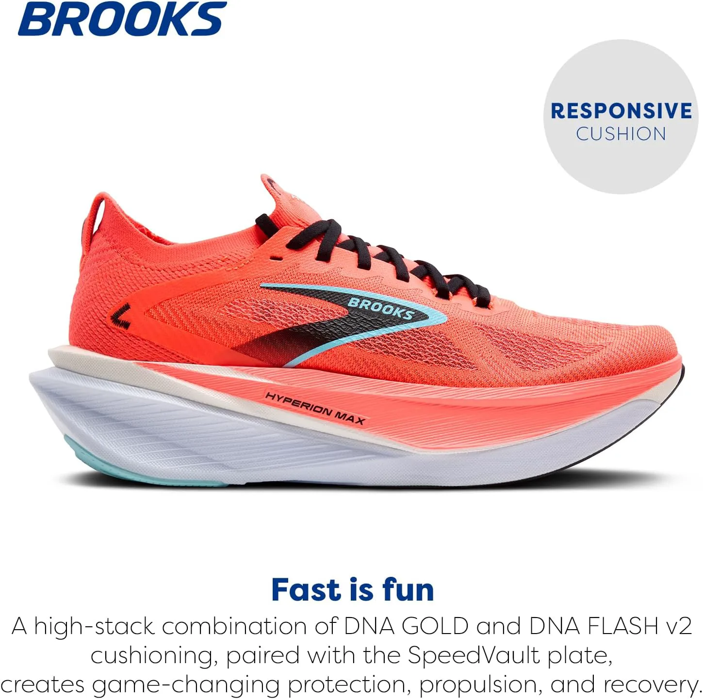 Мужские кроссовки для бега Brooks Hyperion Max 3 нейтральные, коралловый/черный — фото 2