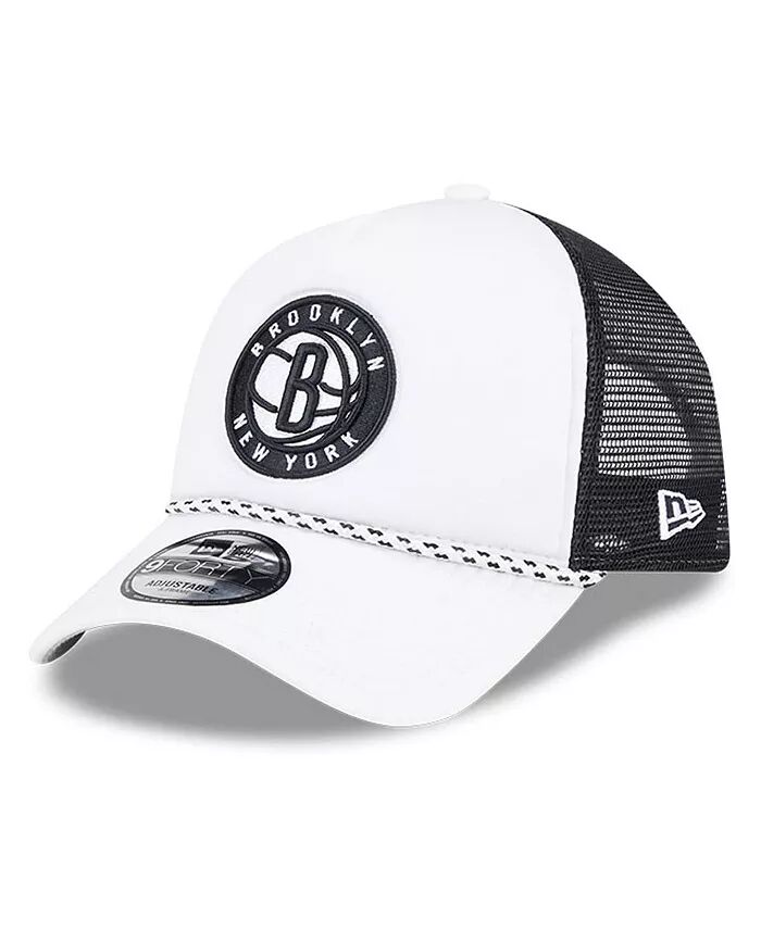 

Мужская белая/черная спортивная пенная кепка Brooklyn Nets Court Sport Foam A-Frame 9FORTY Adjustable Trucker Hat New Era