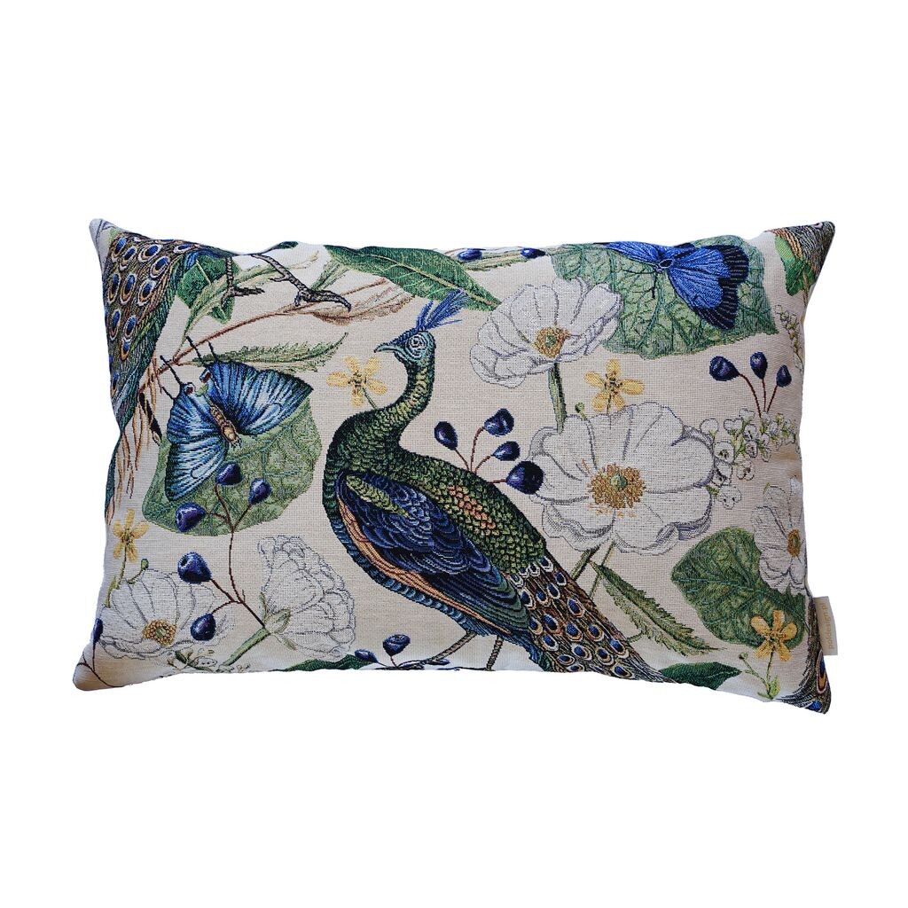 

Декоративный чехол на подушку гобелен для дивана, спальни, гостиной, БЕЛЫЙ ПАВЛИН, 40x60 Deco Haus