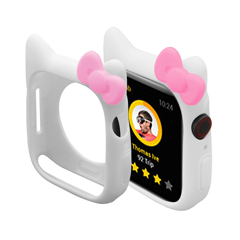 

CHENSONG Часы Protective Case Apple Silicone Case Material Apple Watch Collection, White powder - cute butterfly buckle silicone shell