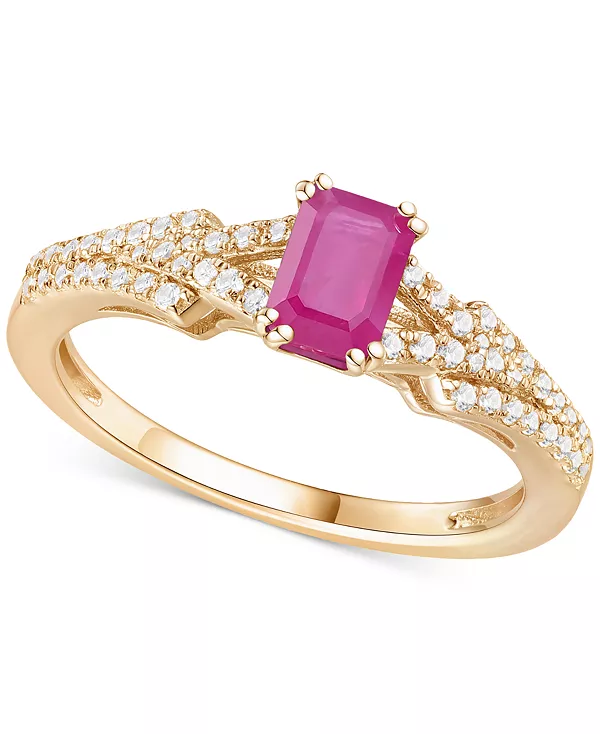 

Кольцо с изумрудом (5/8 карата) и бриллиантом (1/4 карата) из 14-каратного золота (также с рубинами и сапфирами) Macy'S, ruby