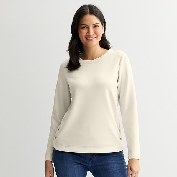 

Женский свитшот с круглым вырезом и пуговицами Croft & Barrow, Graceful Beige