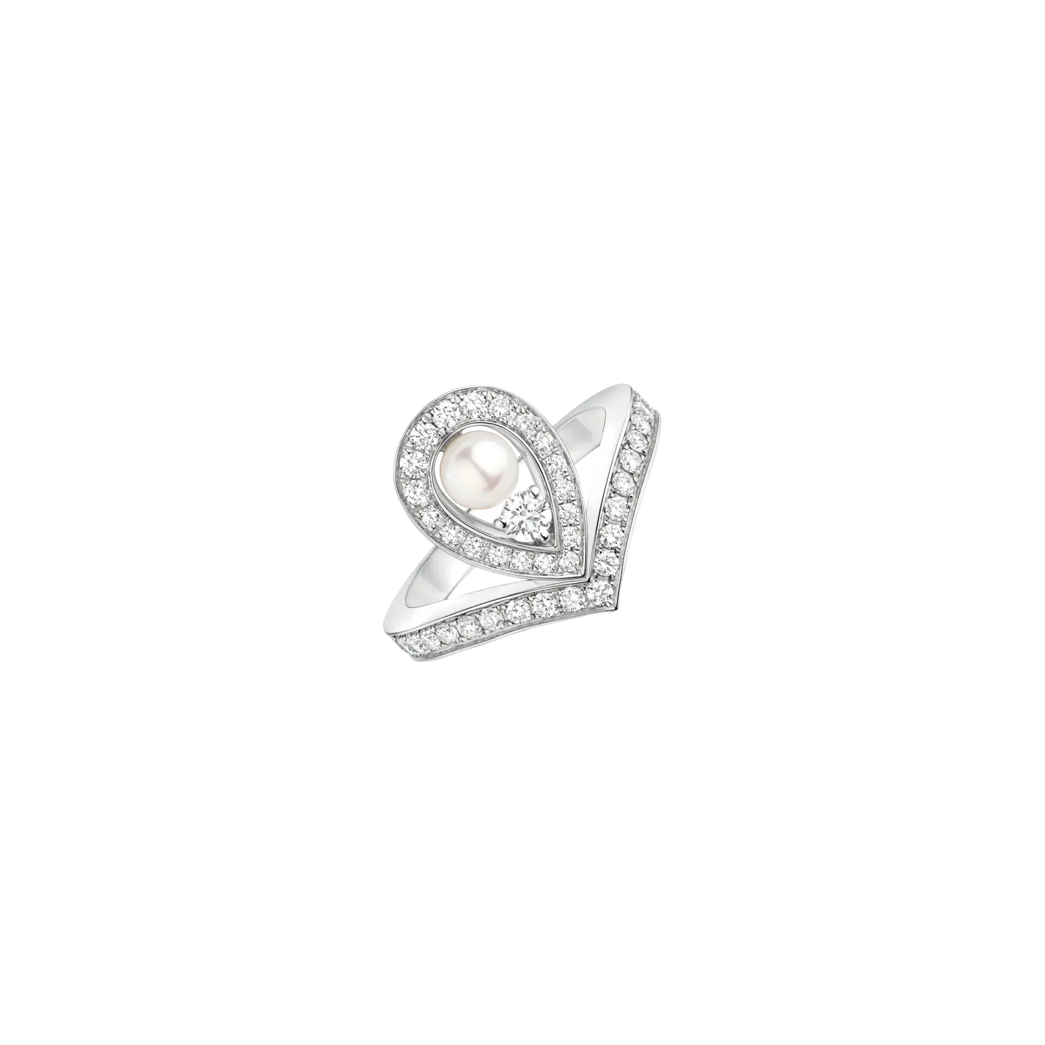 

Кольцо Chaumet Josephine aigrétte из белого золота с жемчугом и бриллиантами