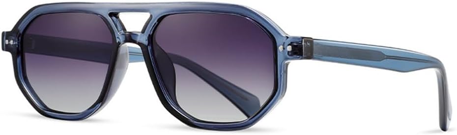 

Ретро солнцезащитные очки с двойными перемычками, многоугольные, поляризованные, для женщин, с градиентной защитой от УФ-излучения UV400, для мужчин, с заклепками LANGSER, Blue Gray Gradient