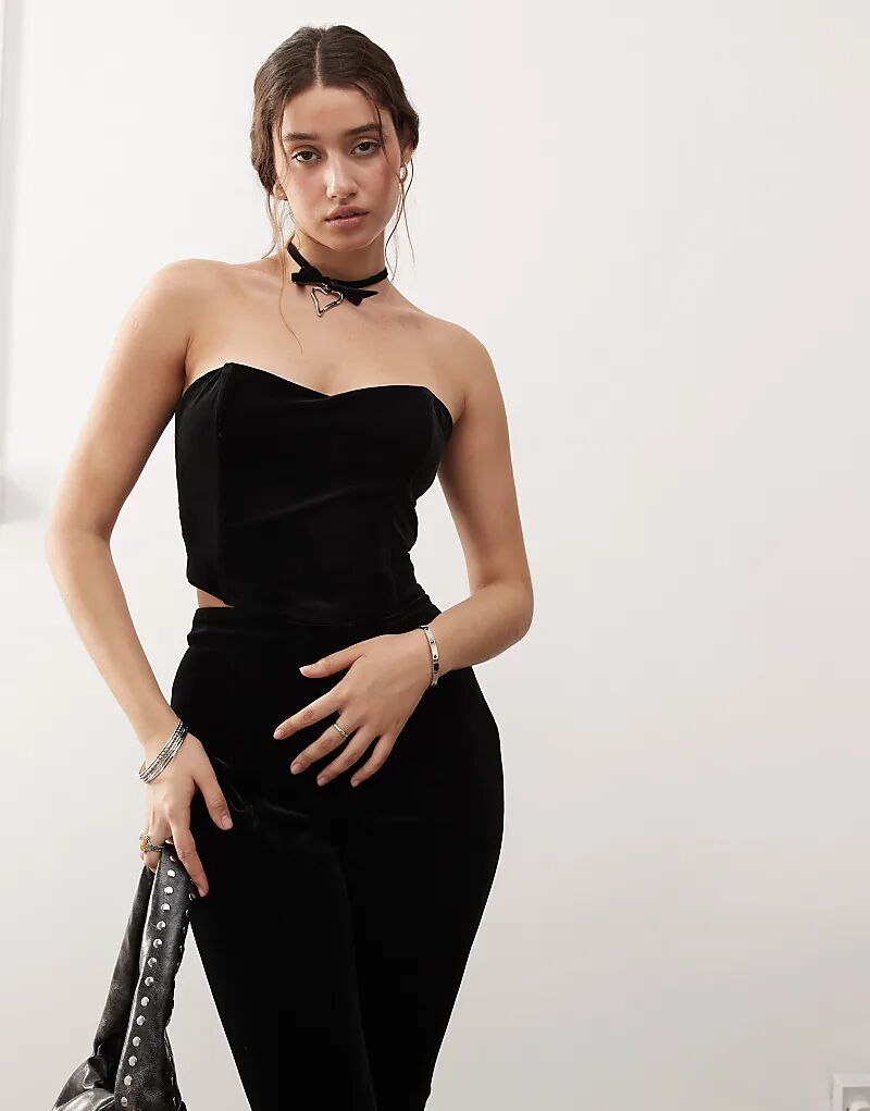 

Корсет-бандо с отделкой из бархатного кружева черного цвета Miss Selfridge