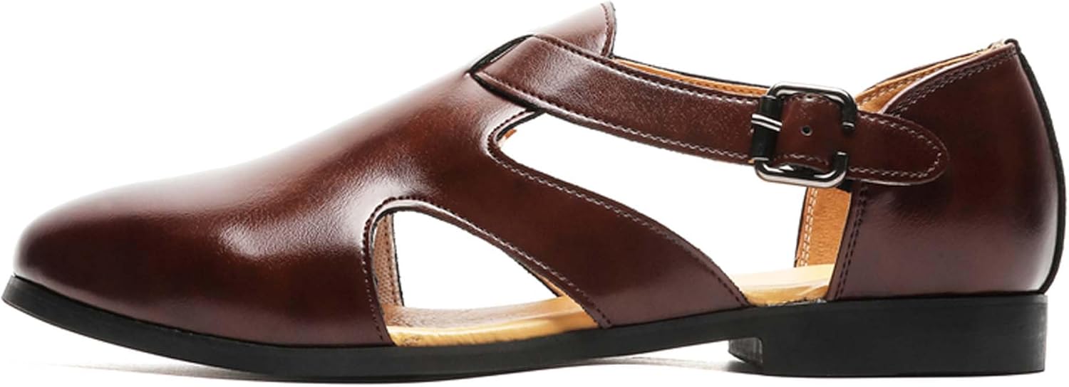 

Мужские премиальные кожаные повседневные сандалии Vtiao, мужские римские сандалии, босоножки, противоскользящие, износостойкие, прочные, мягкие, удобные, легкие, дышащие, коричневый