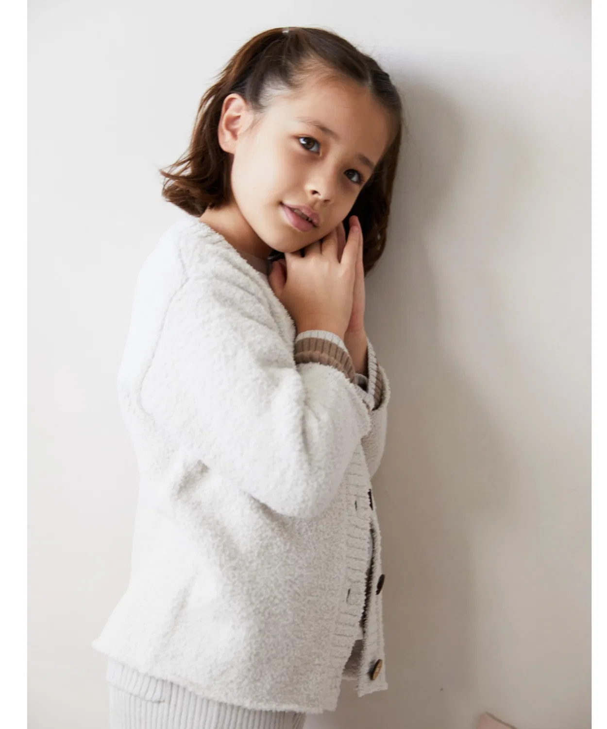 Детский кардиган Cozy Knit, вязаный, без состава набора, 100% полиэстер, айвори — фото 4