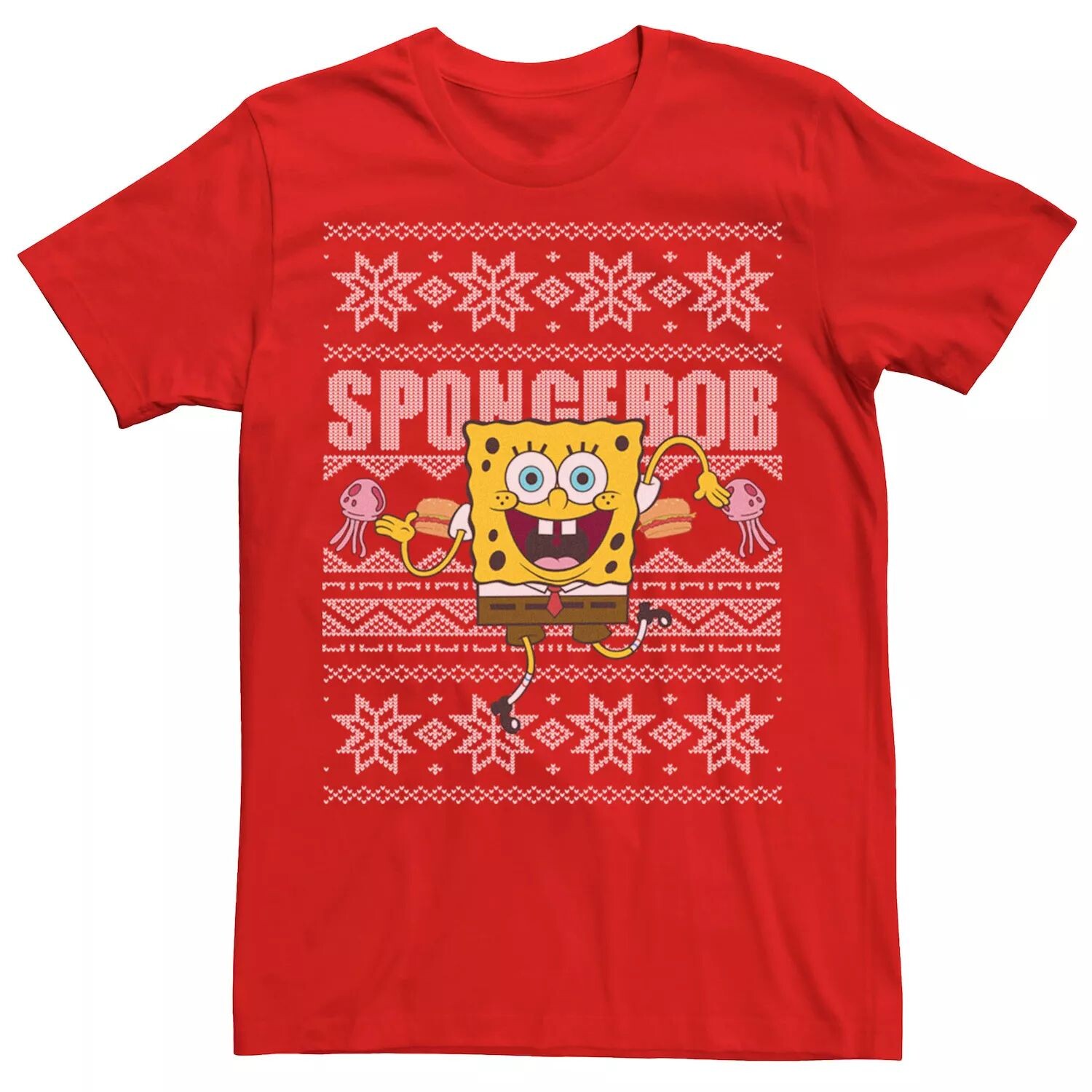 

Мужская футболка-свитер Nickelodeon SpongeBob SquarePants Dancing Ugly Christmas, Red Licensed Character, красный