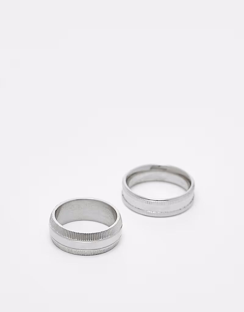 

Комплект из 2 водонепроницаемых колец из нержавеющей стали серебристого оттенка Asos Design