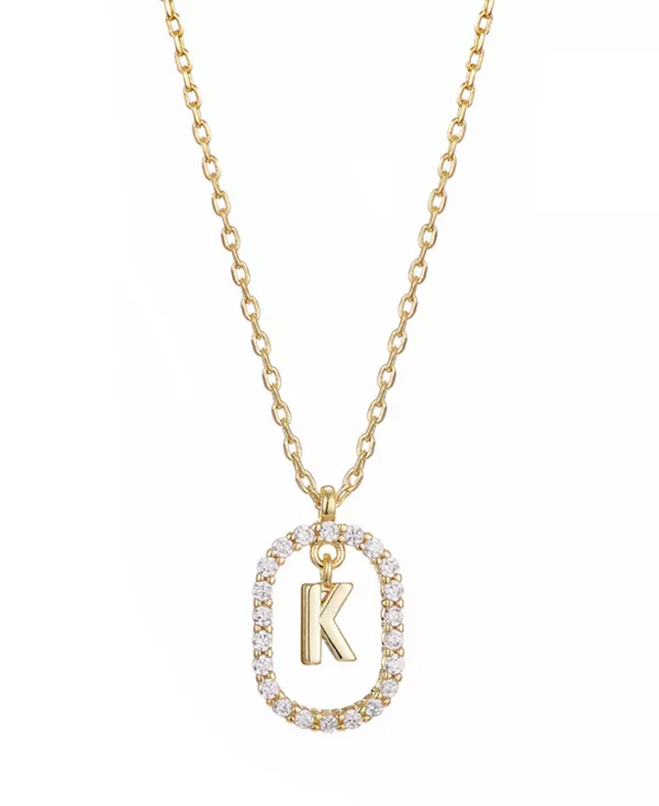 

Ожерелье с плавающей буквой из позолоченного кубического циркония Adornia, gold-k