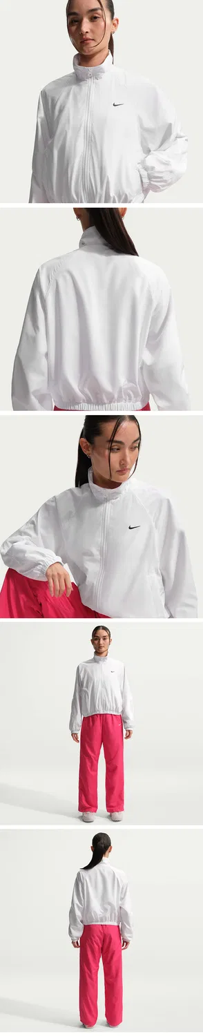 Женская спортивная оверсайз УФ-защитная куртка белая от Nike — фото 2