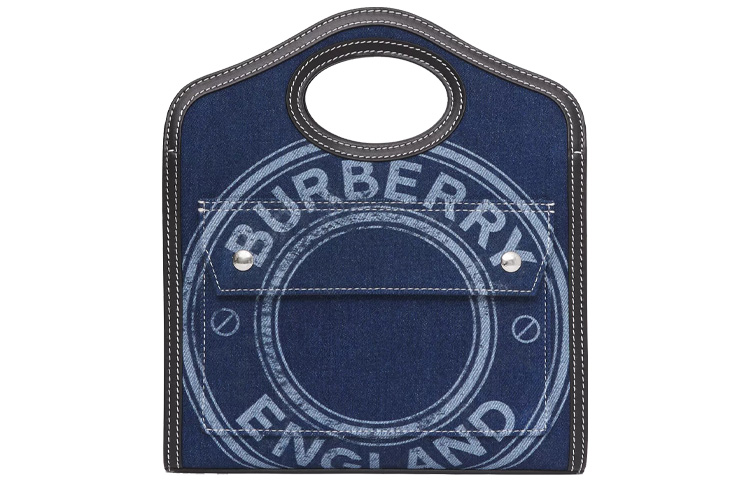 

Джинсовая сумка с кожаной деталью, через плечо, кроссбоди, миниатюрная женская сумка голубого цвета Burberry